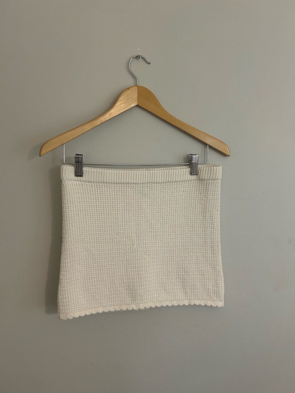 Textured Cream Knit Mini Skirt
